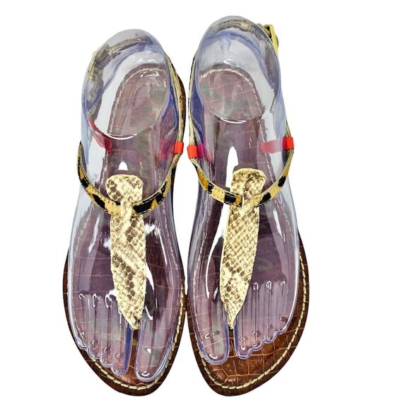 Sam Edelman Gigi Thong Sandals Flats Women's Size 6 - Snake / Leopard / Coral - Picture 6 of 10